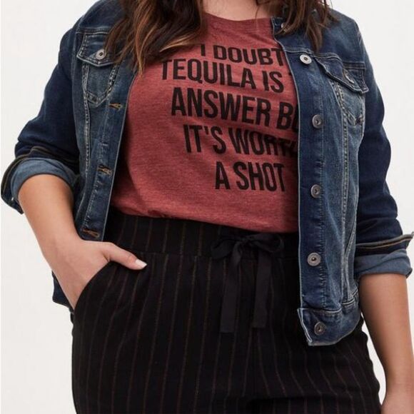 NWT Torrid Black Stripe Twill Drawstring Crop Pant Size 4X - Picture 5 of 13